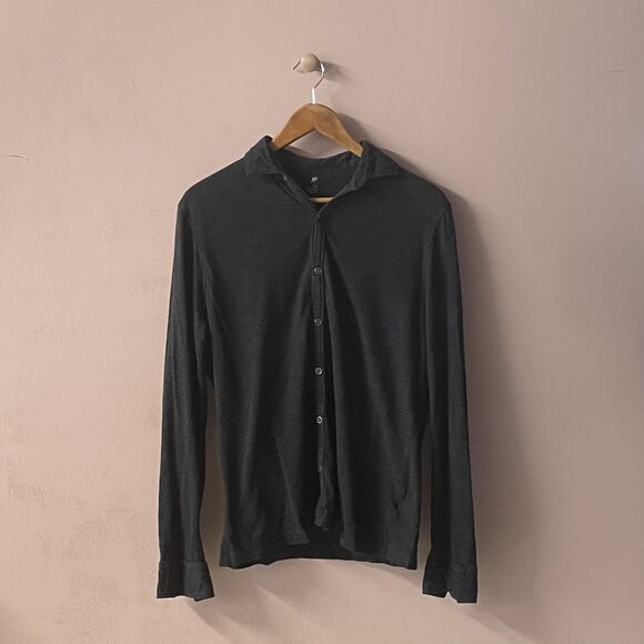 JF J. Ferrar Men's Dark Charcoal Gray Long Sleeve Button Down Shirt GUC Size M - Picture 1 of 12